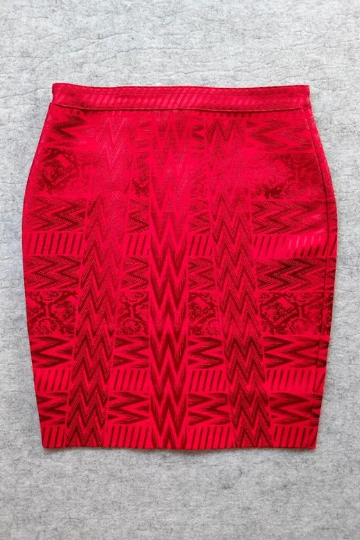 High Waist Metallic Mini Skirt - Lipstick Red