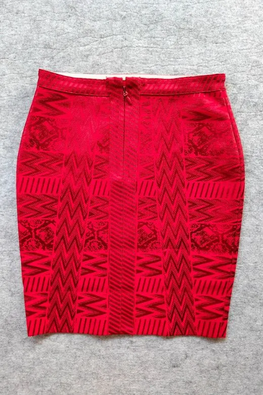 High Waist Metallic Mini Skirt - Lipstick Red