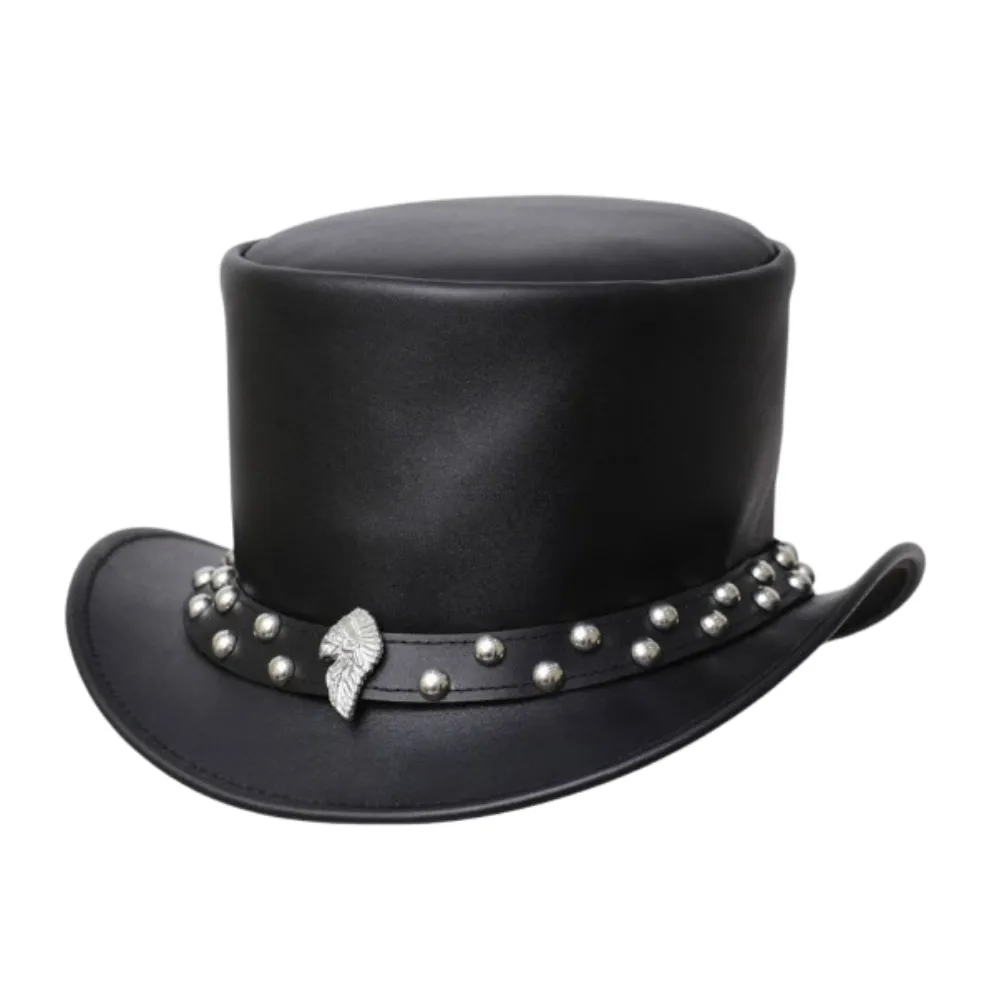 Indian Indian Black Leather Top Hat