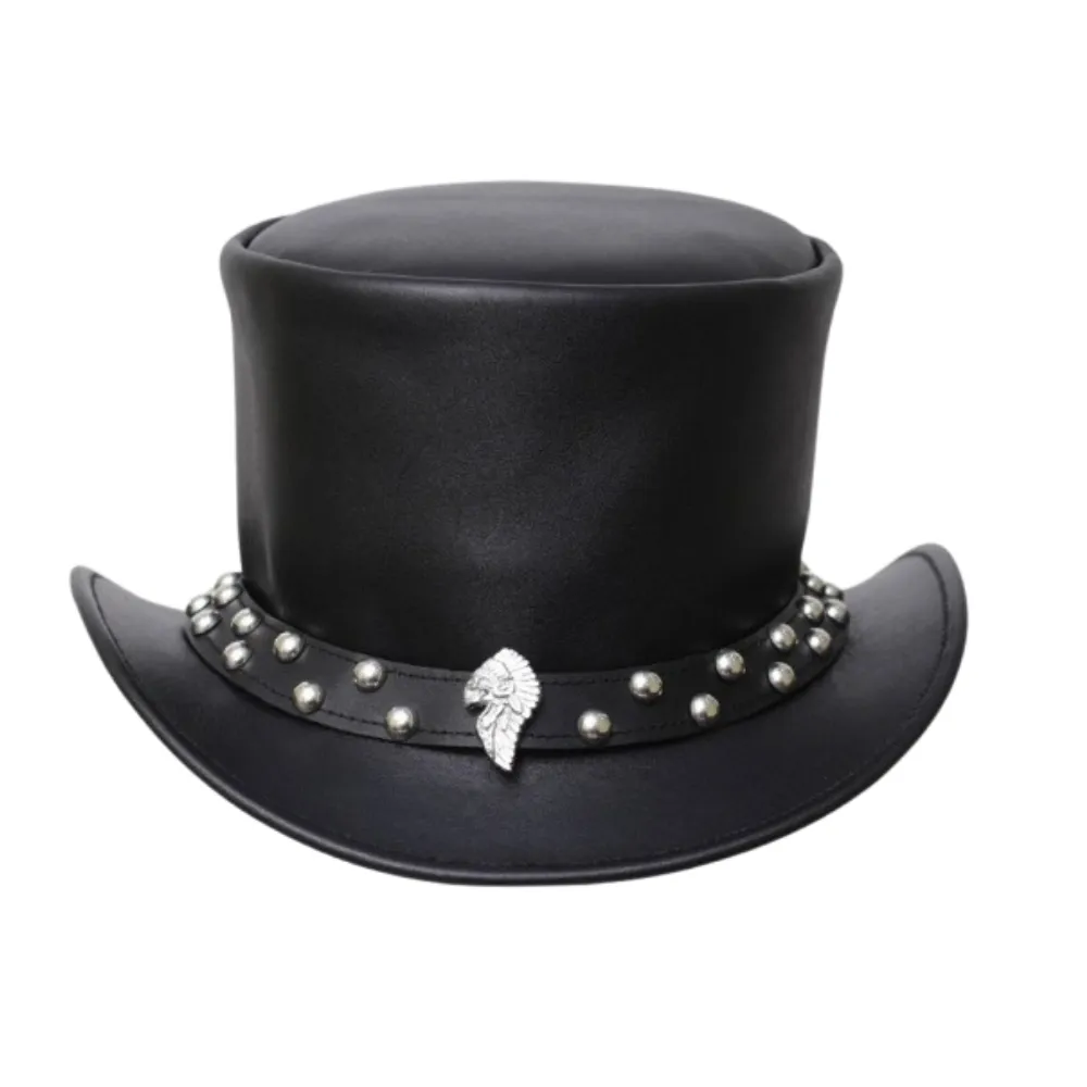 Indian Indian Black Leather Top Hat