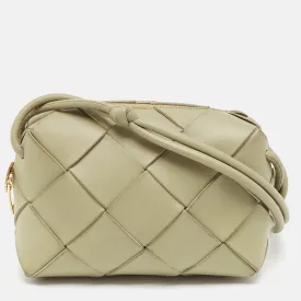Light Green Intreccio Leather Small Cassette Camera Bag