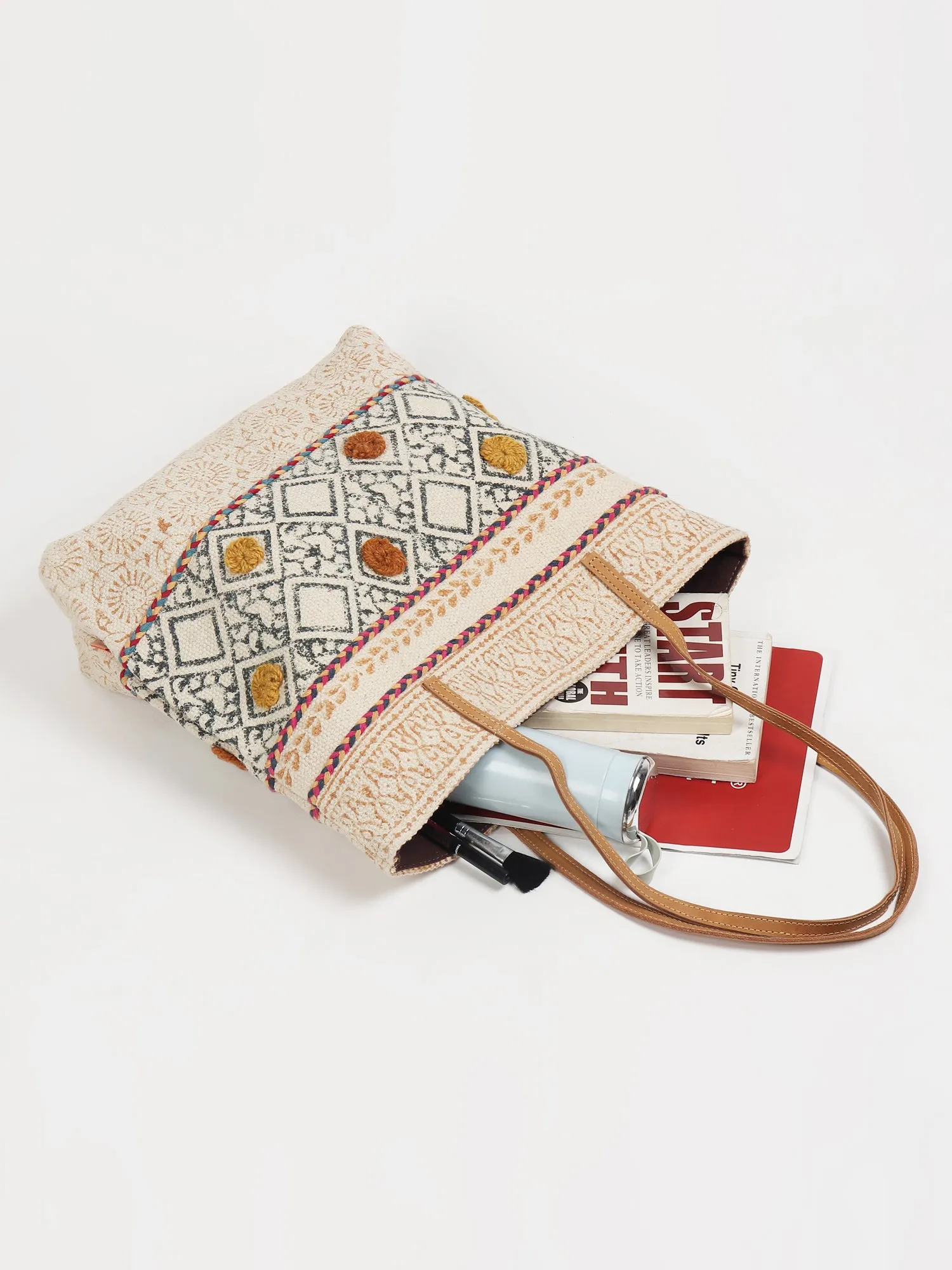 MAIZE - BLOCK PRINT TOTE  BAG