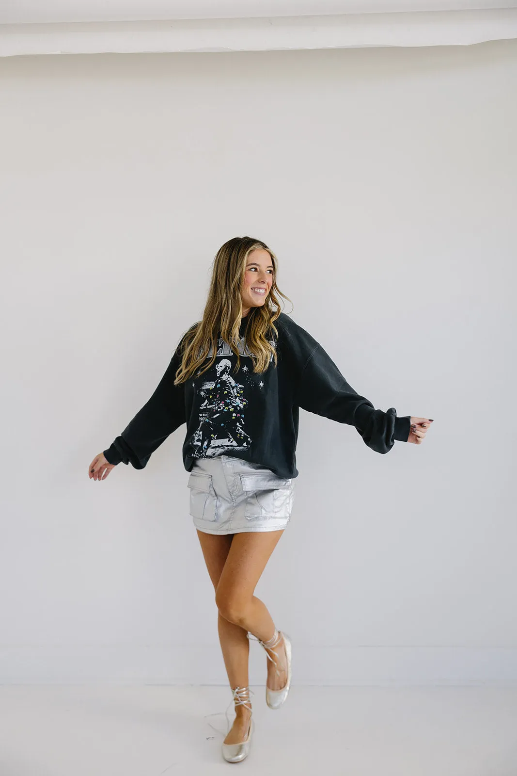 Melanie Metallic Mini Skort- Silver
