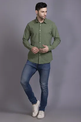 Men Green Printed Shirt Lycra