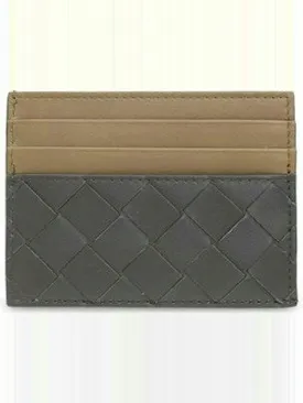 Men's Intrecciato Leather Card Holder in Grey | Size UNICA | 749449VCPQ5