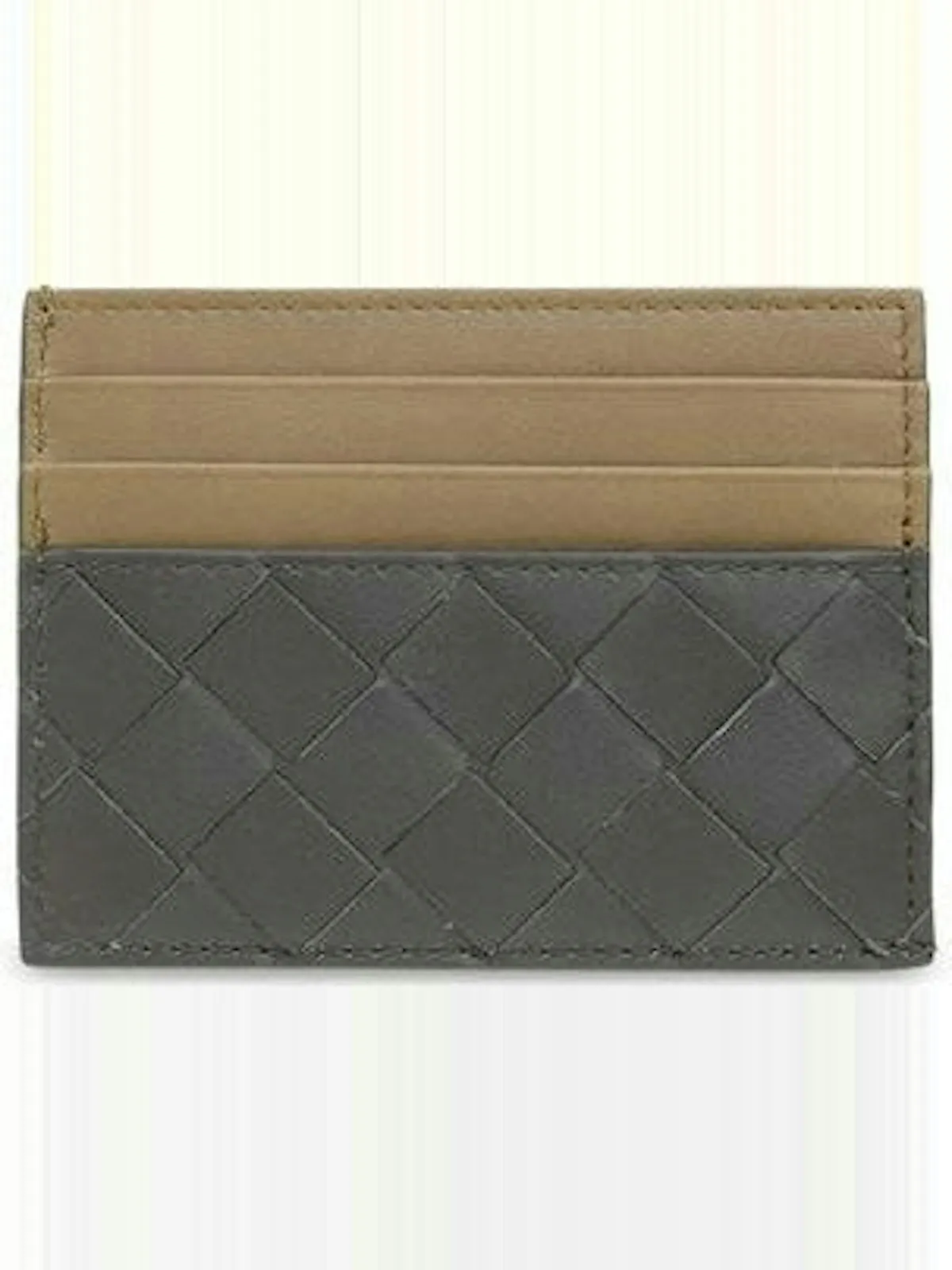 Men's Intrecciato Leather Card Holder in Grey | Size UNICA | 749449VCPQ5