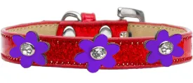 Metallic Flower Ice Cream Collar Red With Metallic Purple Flowers Size 12