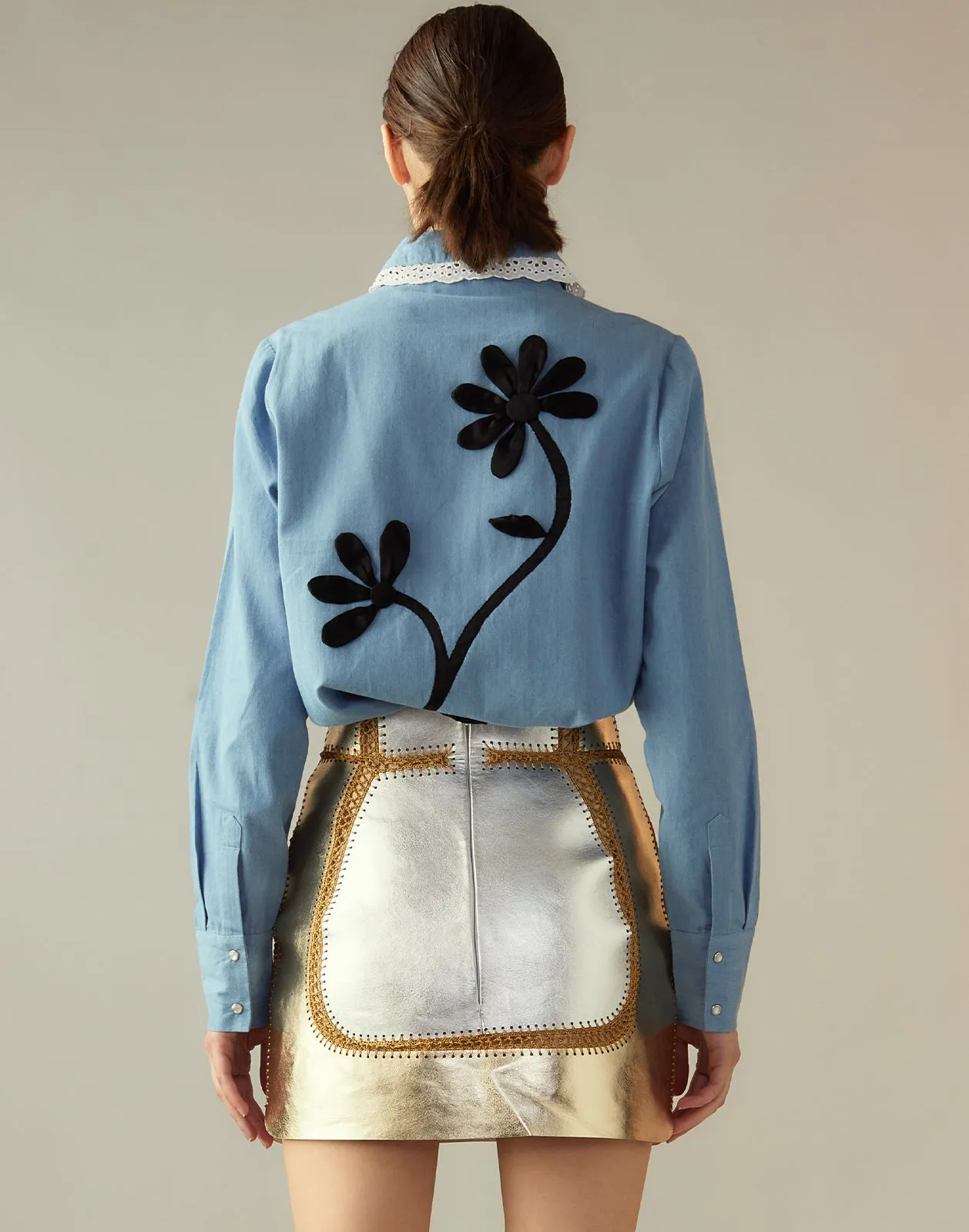 Mixed Metallic Vegan Leather Skirt