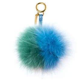 Multicolor Fox Fur Pom Pom Bag Charm