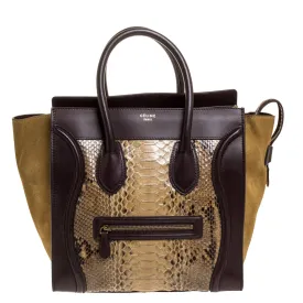Multicolor Python,Suede and Leather Mini Luggage Tote