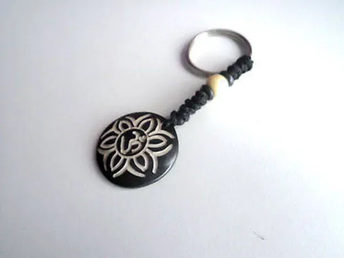 Om In A Flower Bone Keychain