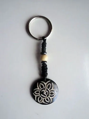 Om In A Flower Bone Keychain