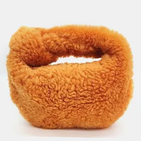Orange Shearling Mini Jodie Top Handle Bag