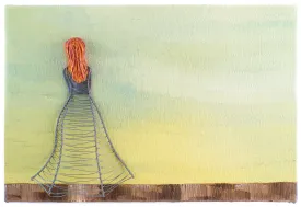 Personalised Mini Wireart Girl: Blue-Grey Dress, Ocean