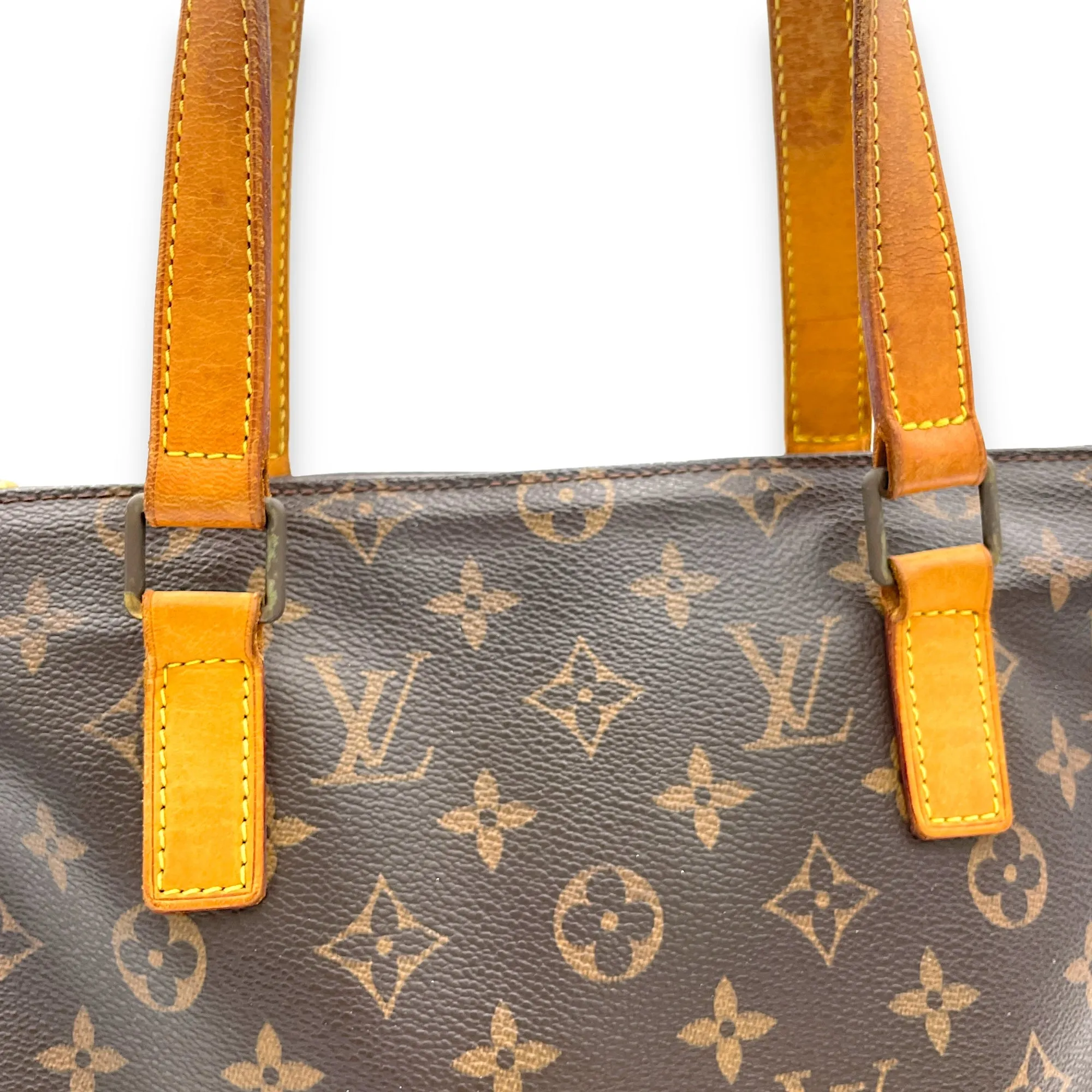 Piano Tote Bag Brown in Monogram Coated Canvas, Gold hardware