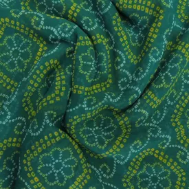 Pine Green Bandhani Georgette Printed Fabric