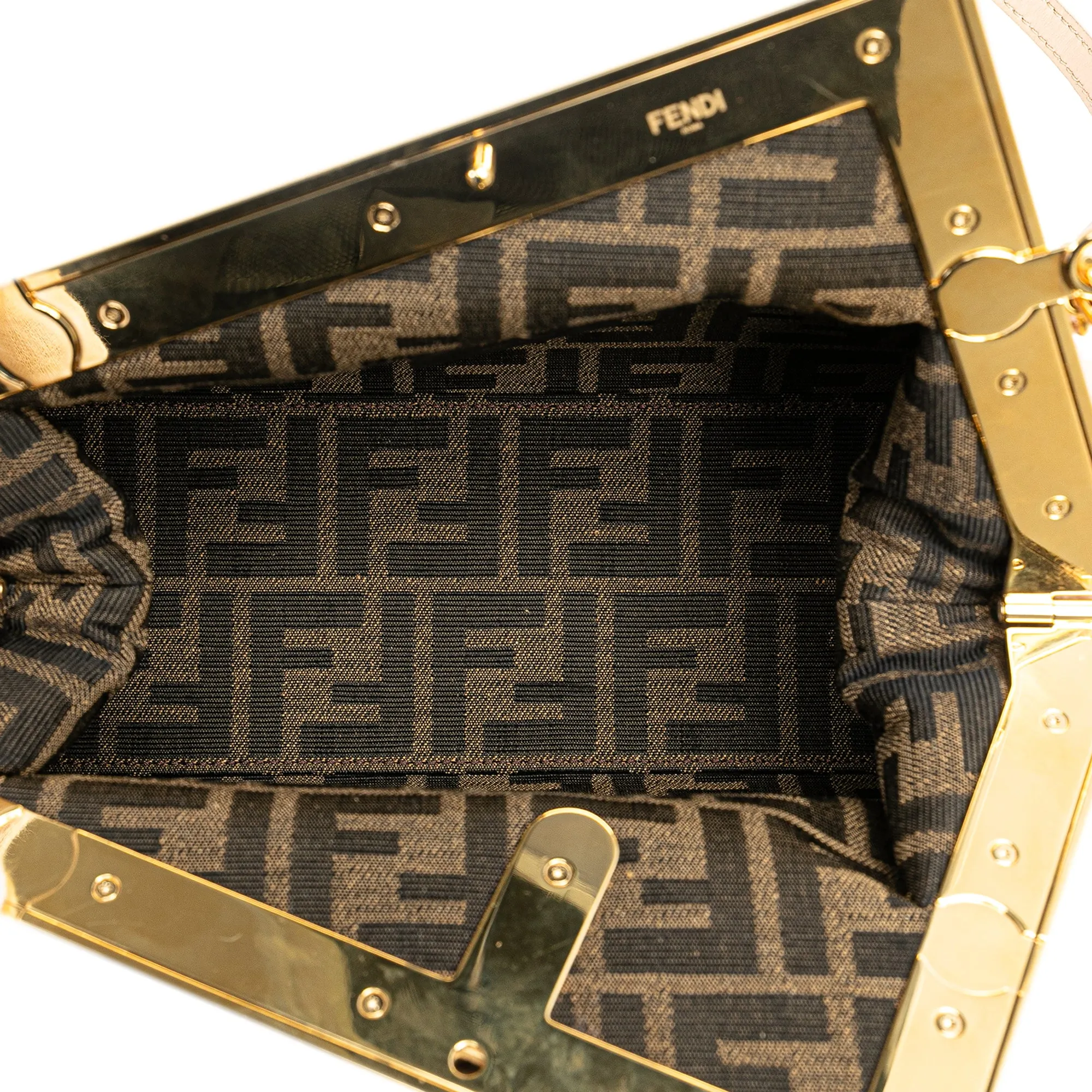 Pink Fendi Small Shearling Fendi First Crossbody Bag
