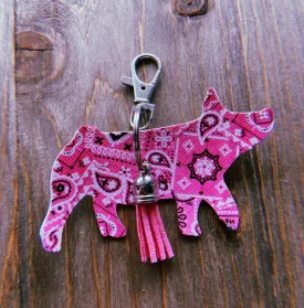 Pink Paisley Pig Keychain