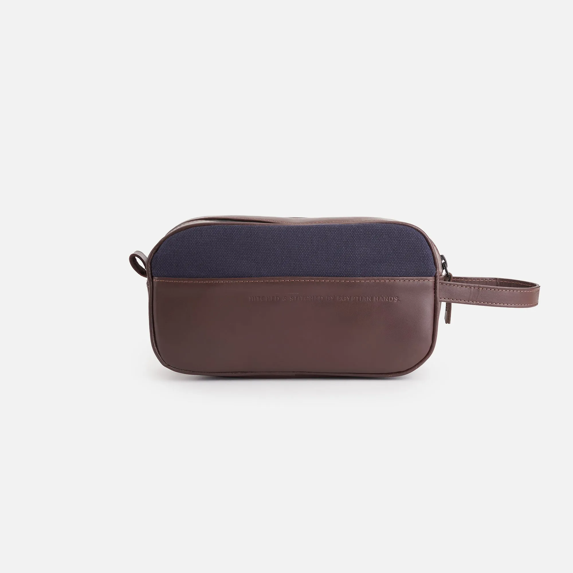 Premium Dopp Kit - Natural Leather - Brown/Navy