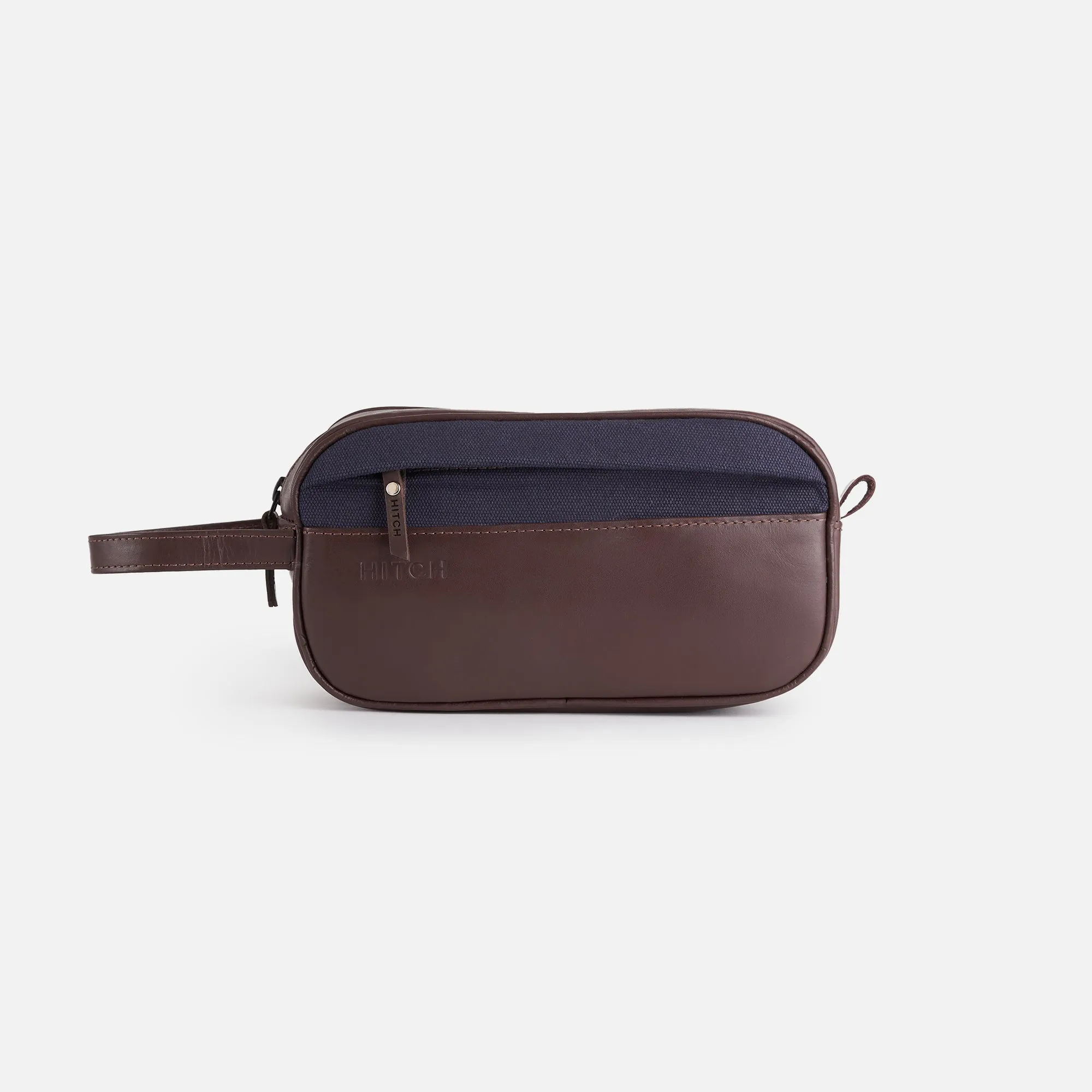 Premium Dopp Kit - Natural Leather - Brown/Navy