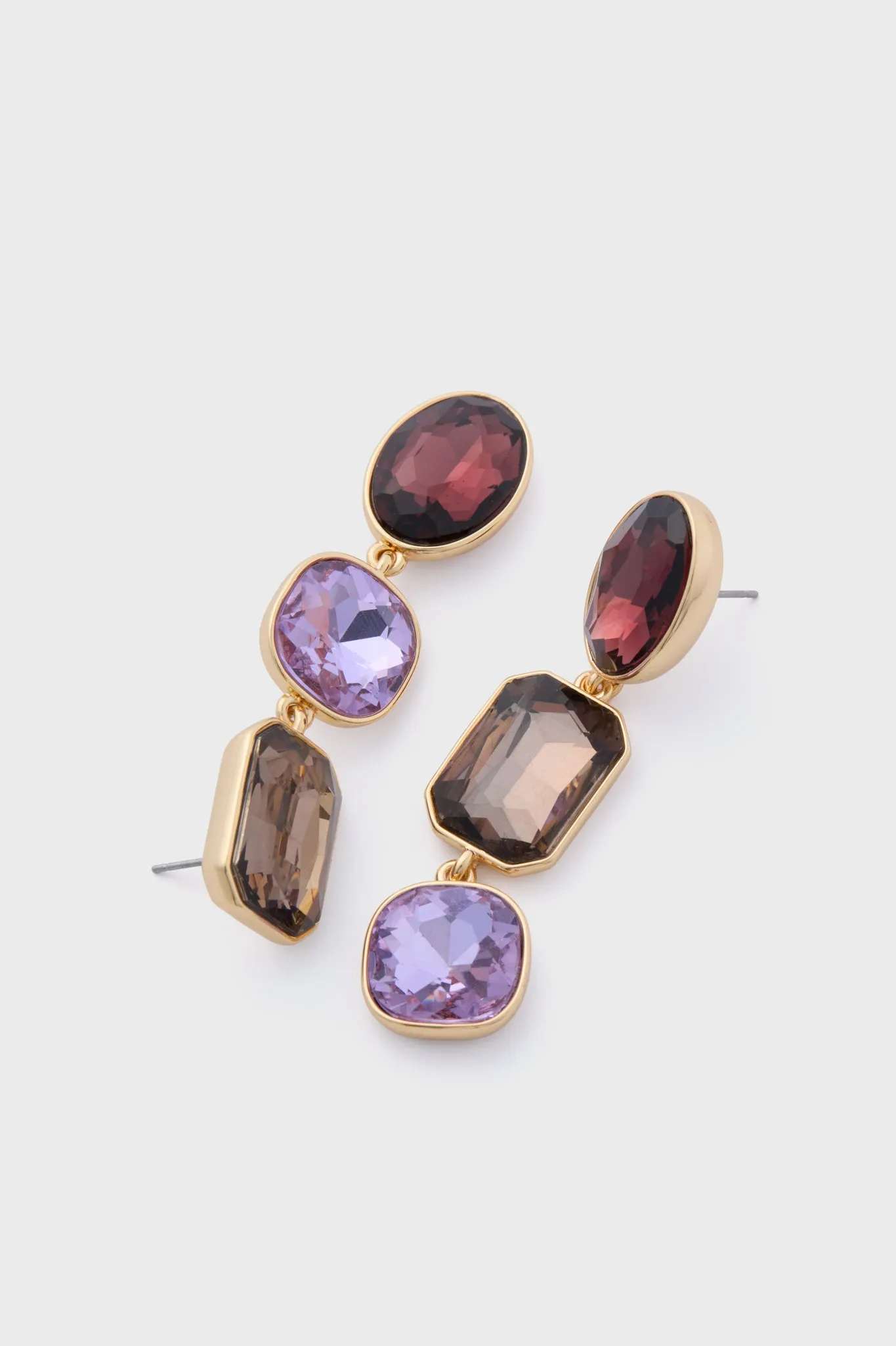 Purple Multi Greenwich Triple Drop Earrings