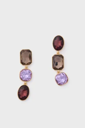 Purple Multi Greenwich Triple Drop Earrings