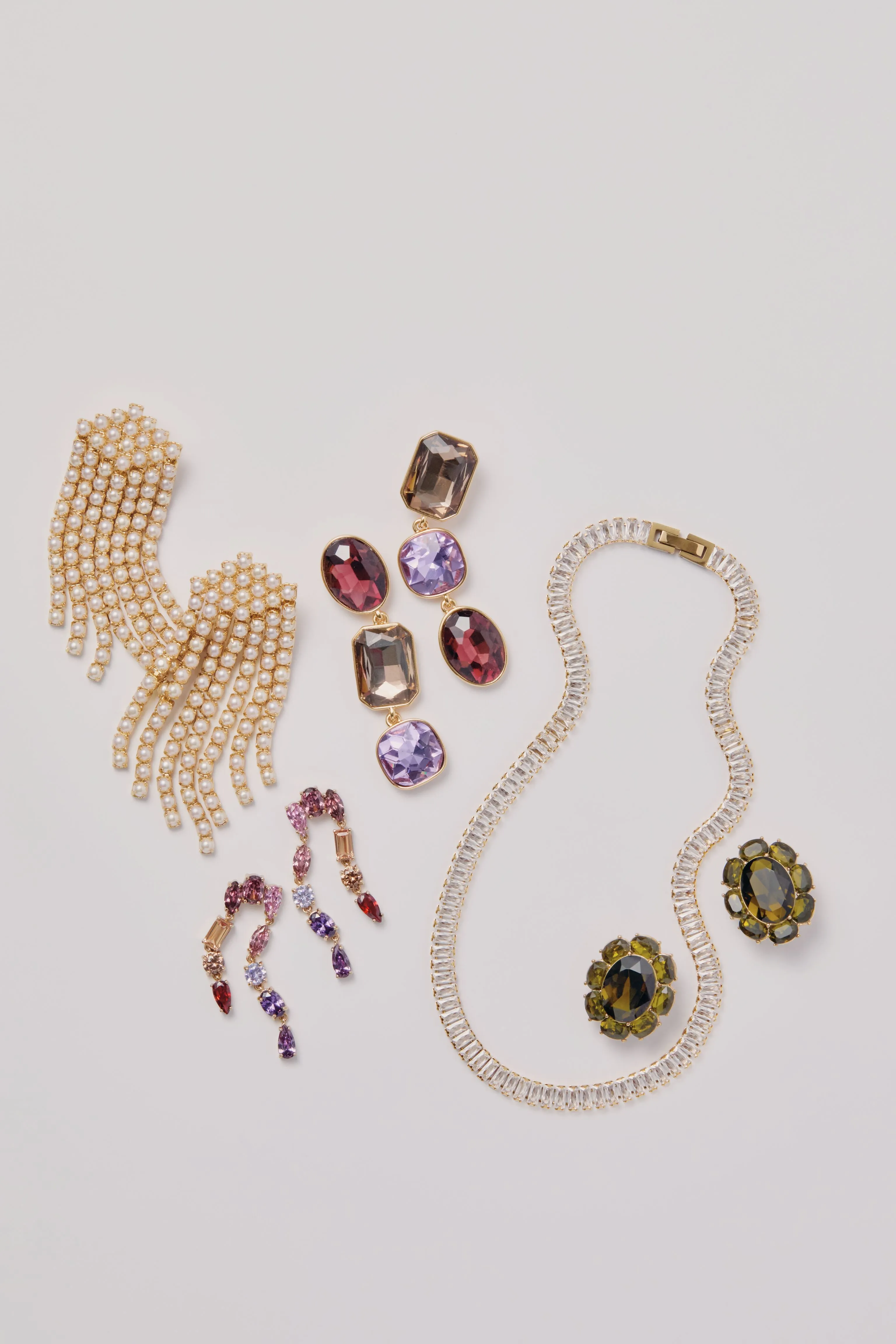 Purple Multi Greenwich Triple Drop Earrings