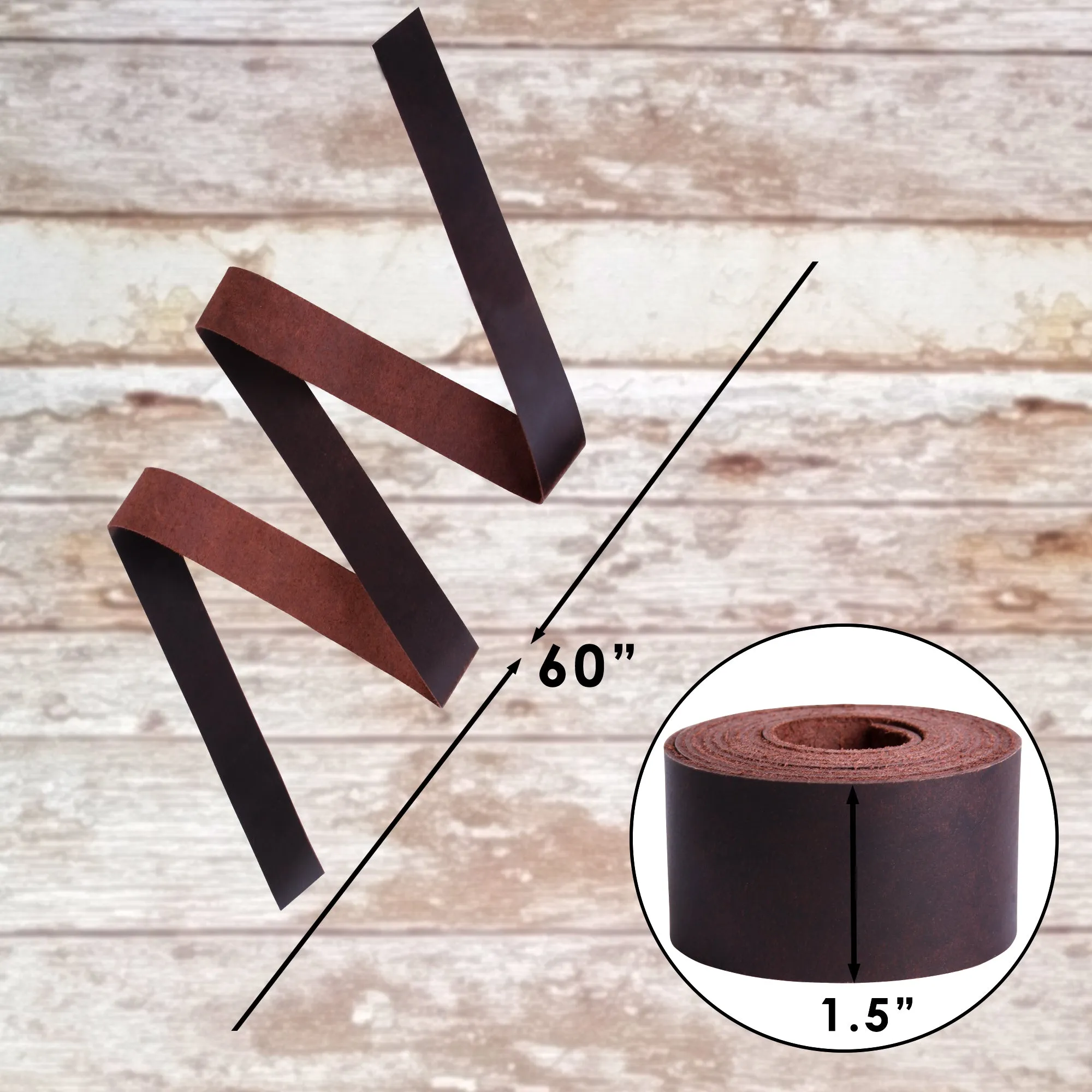 RAWHYD - Leather Strip for Crafting - 1.5" x 60"