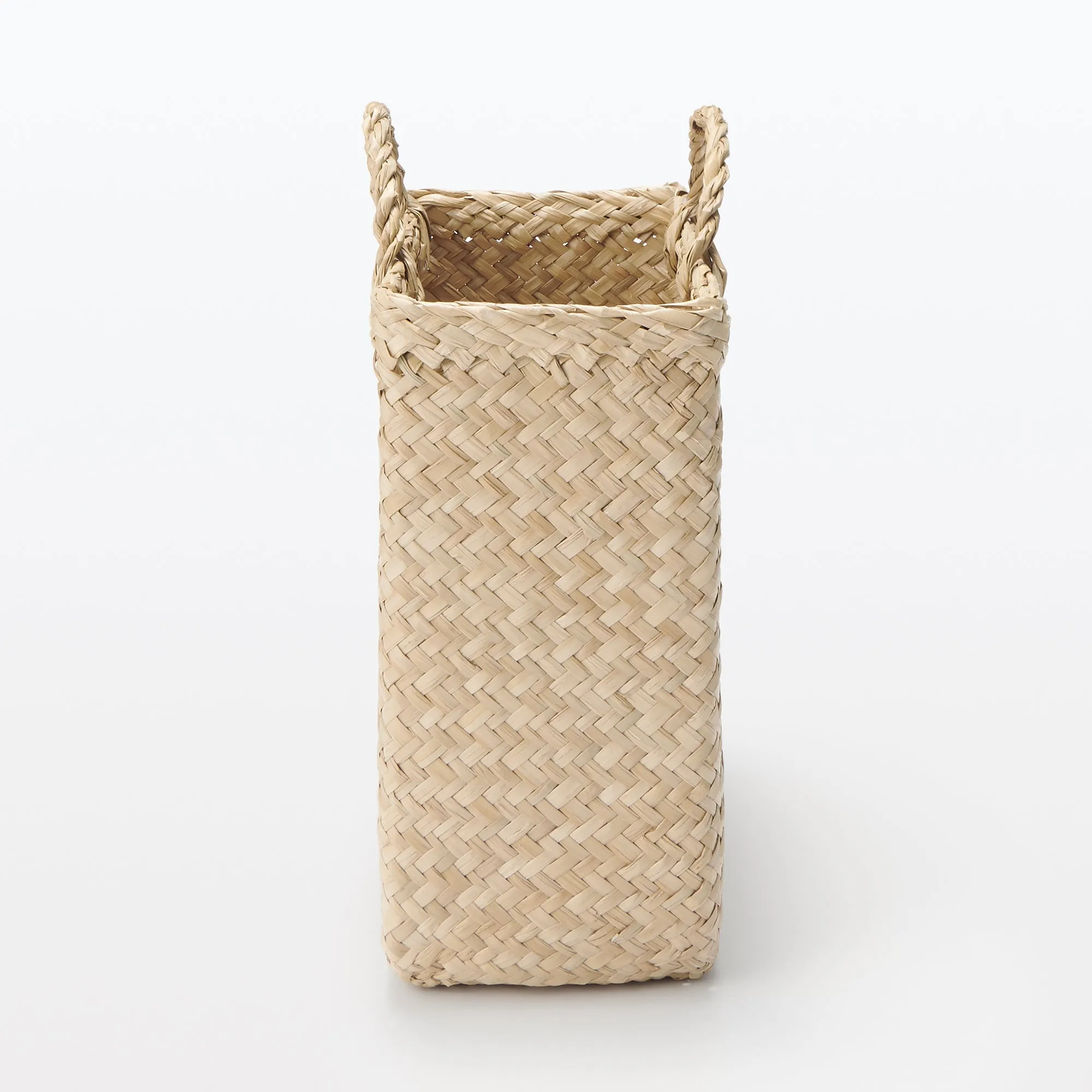 Seagrass Herringbone Basket with Handle - Small (W25 x D12.5 x H24 cm)