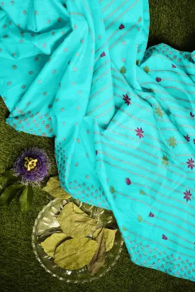 Silk Aqua Green Jacquard Dupatta