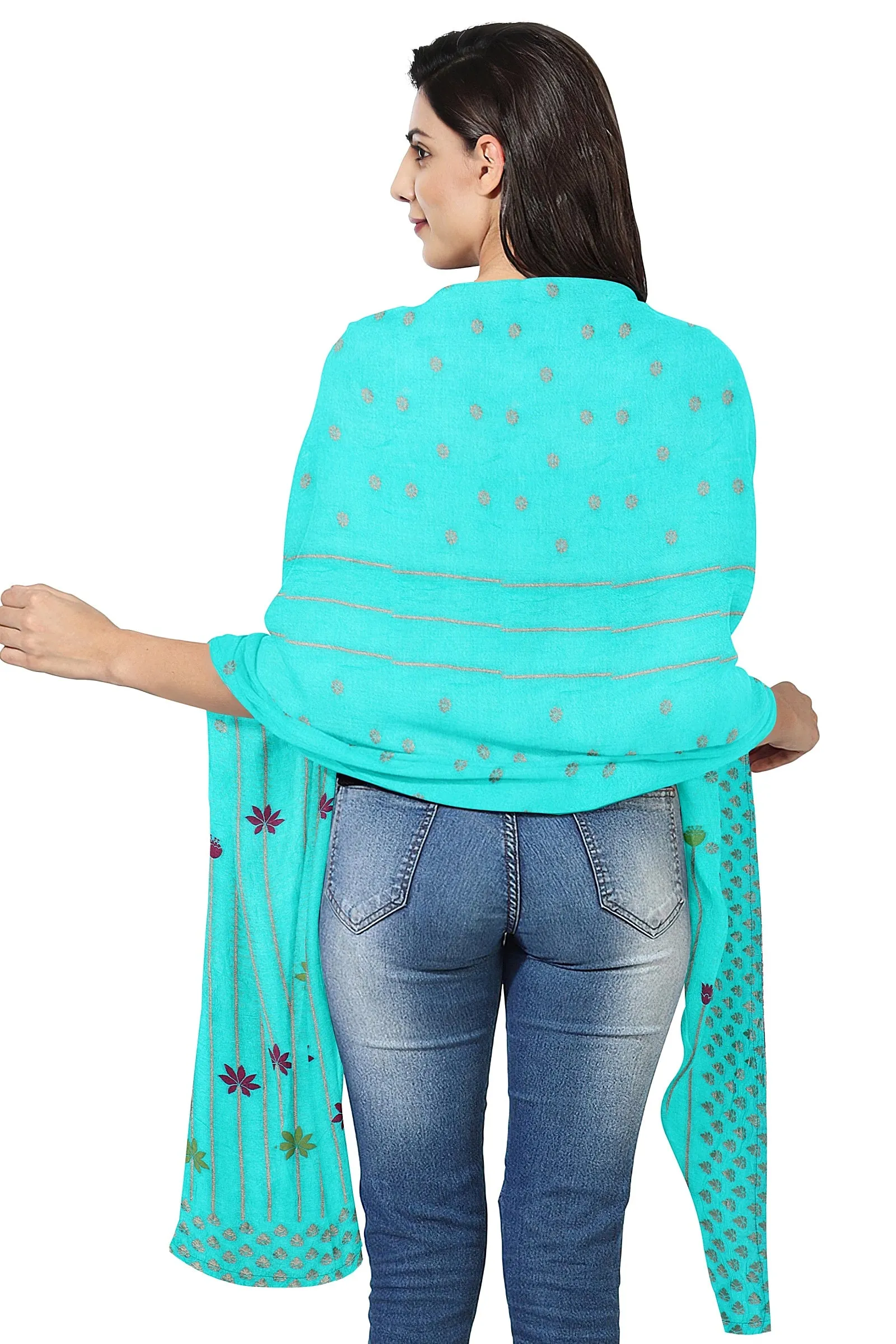 Silk Aqua Green Jacquard Dupatta