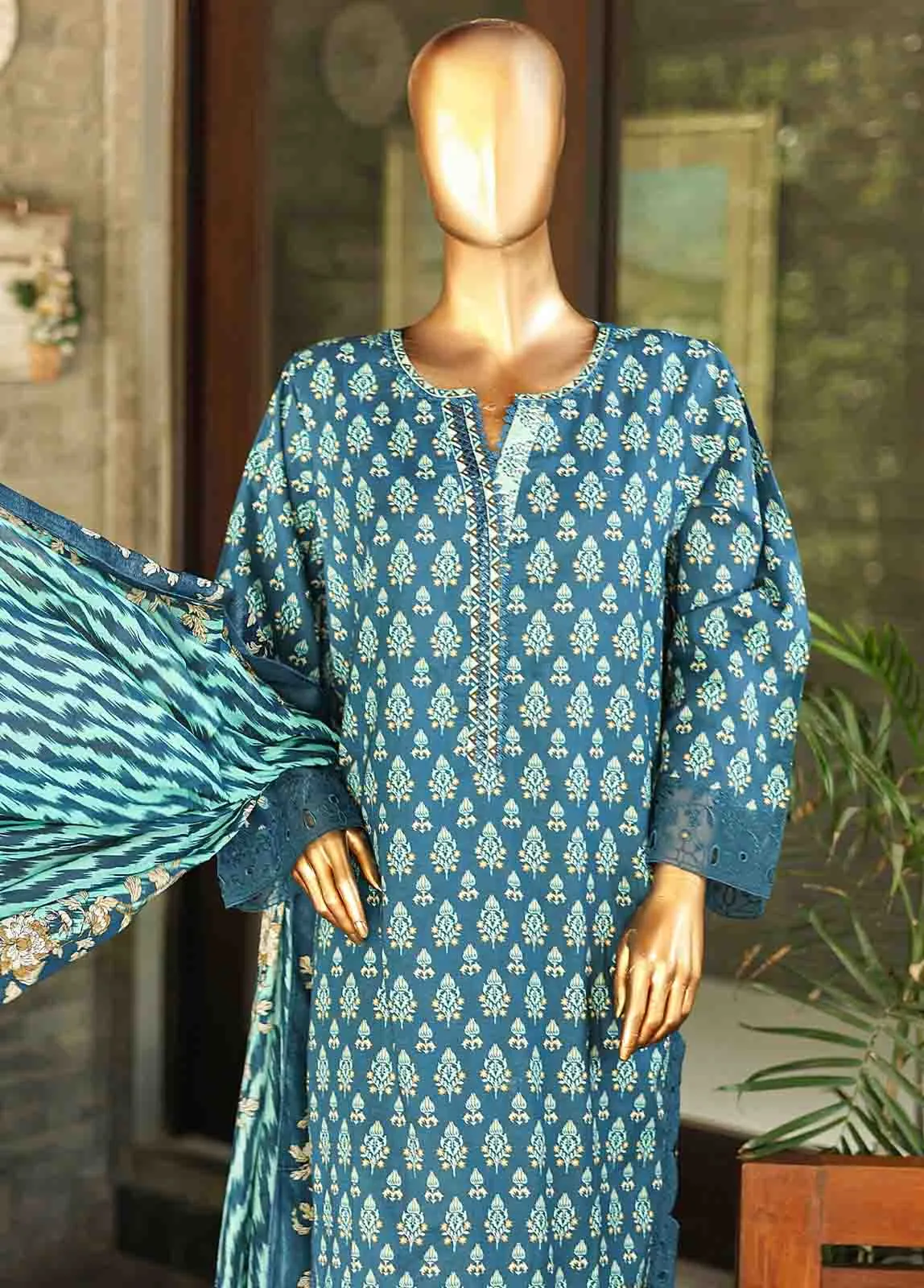 SMLF-630-Emb- 3 Piece Embroidered Stitched Suit