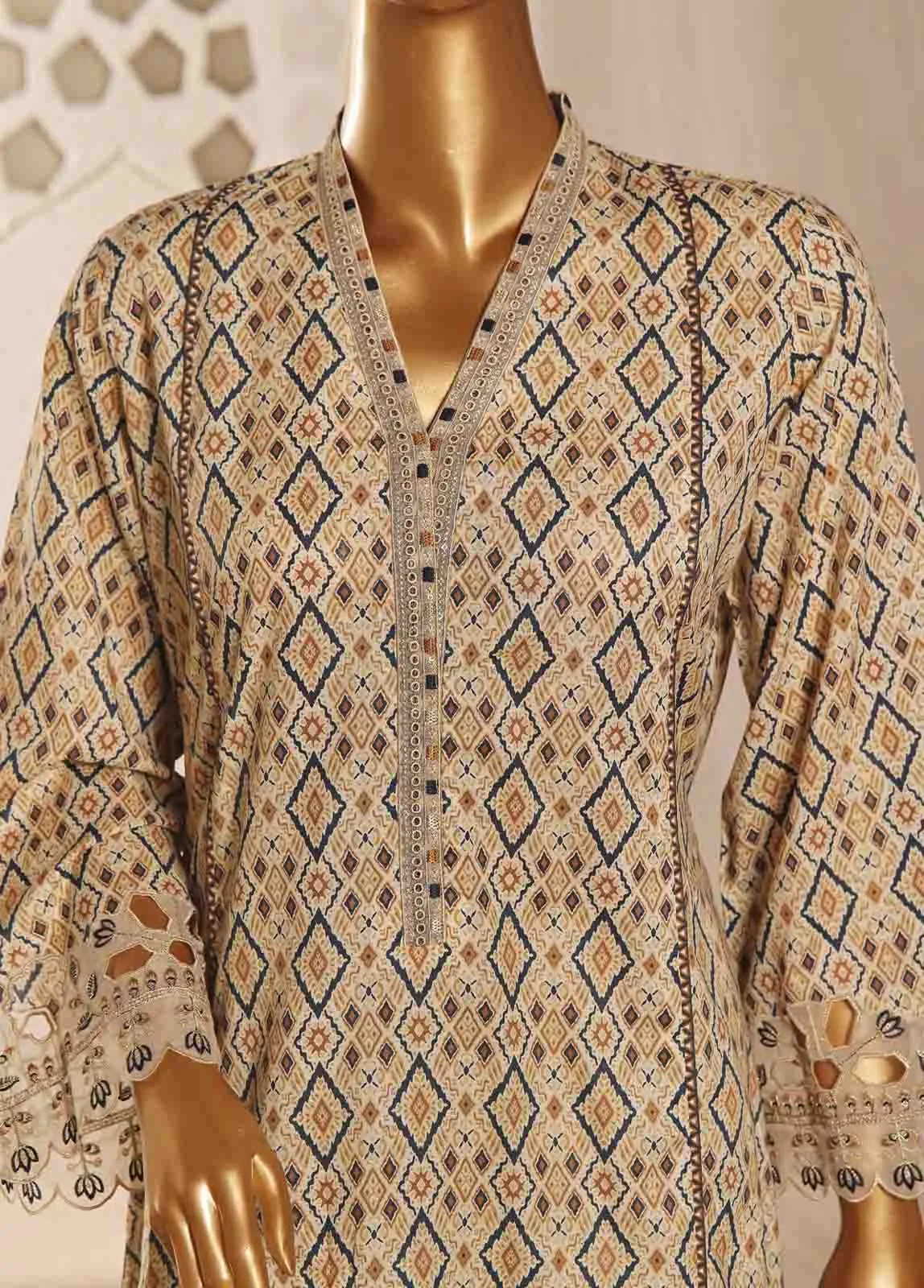 SMLF-FR-633- 3 Piece Embroidered Stitched Suit