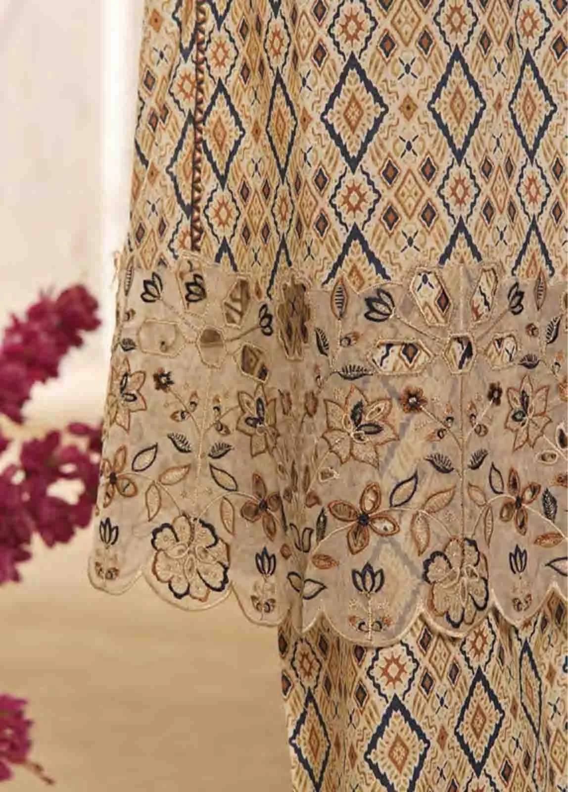 SMLF-FR-633- 3 Piece Embroidered Stitched Suit