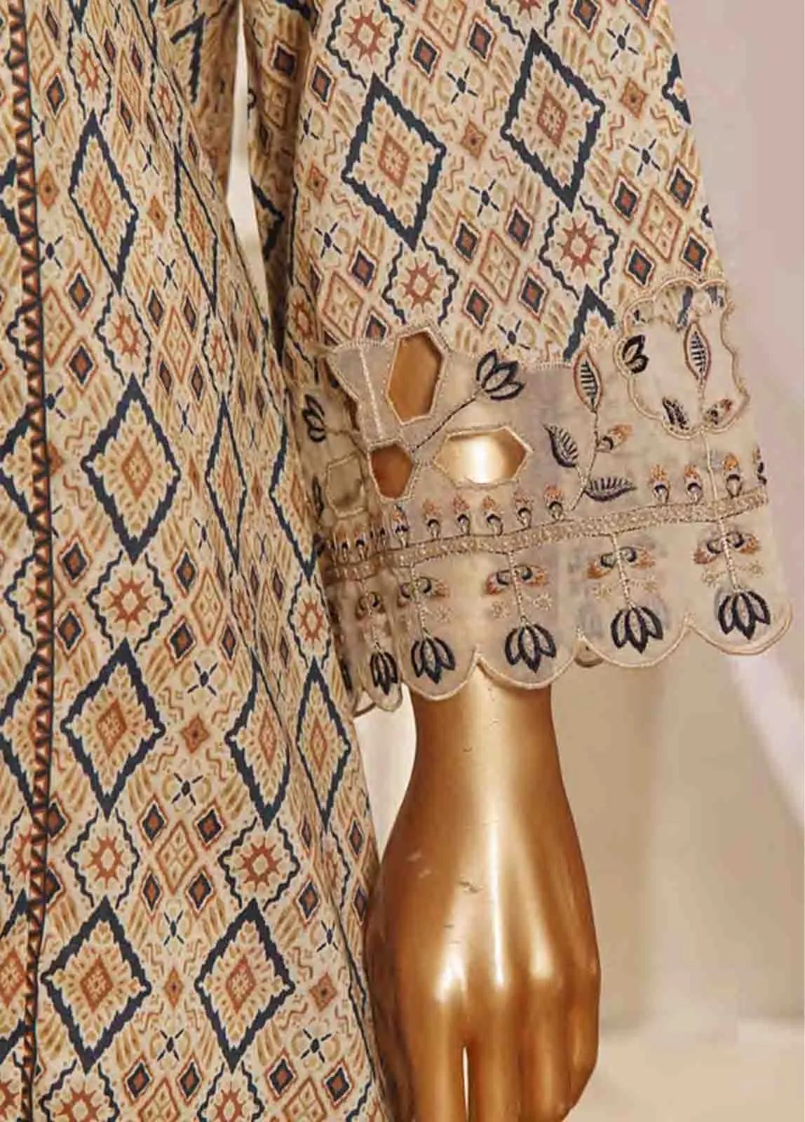 SMLF-FR-633- 3 Piece Embroidered Stitched Suit