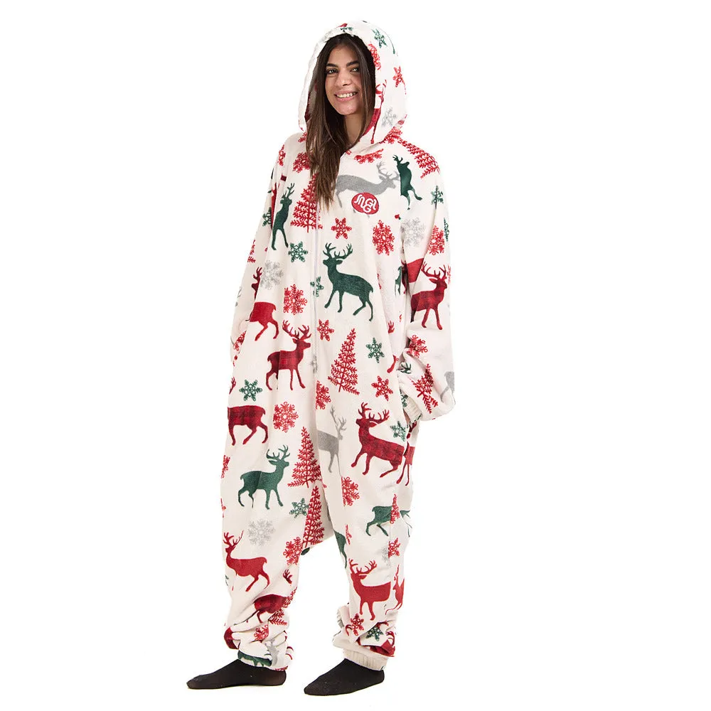 Snuggs Blanket Onesie White Christmas Deer