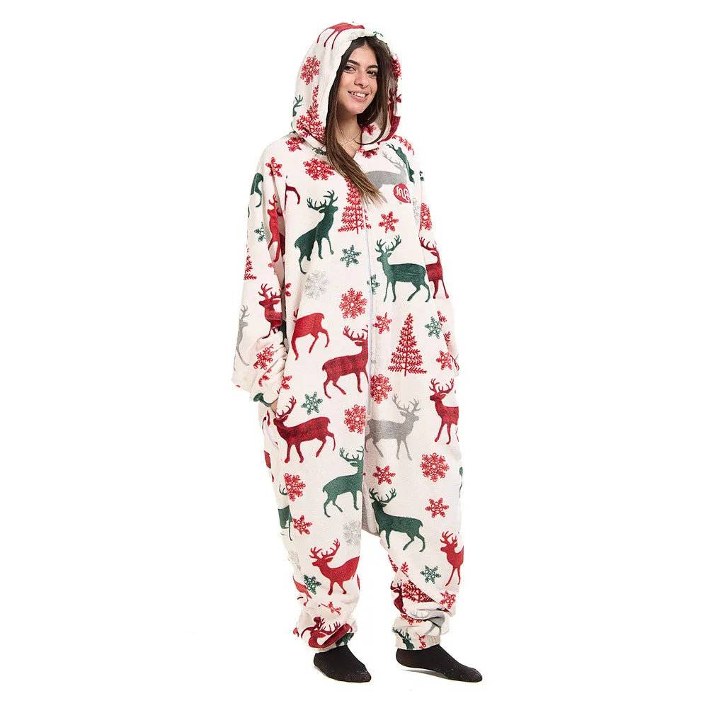 Snuggs Blanket Onesie White Christmas Deer