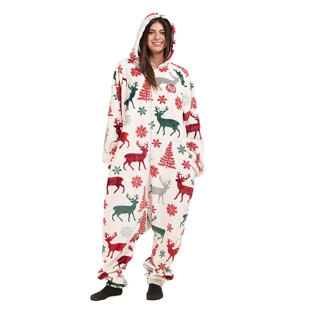 Snuggs Blanket Onesie White Christmas Deer