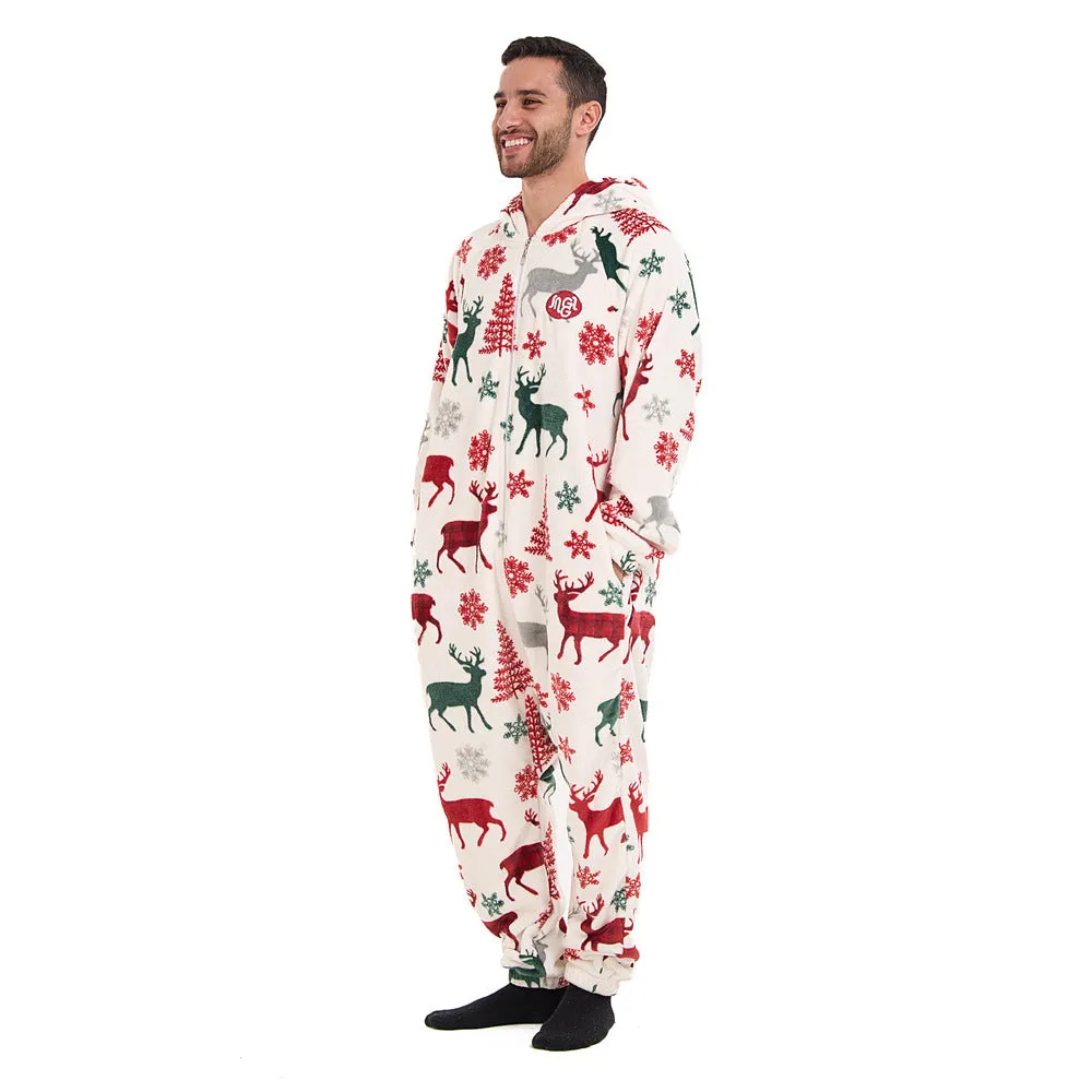 Snuggs Blanket Onesie White Christmas Deer