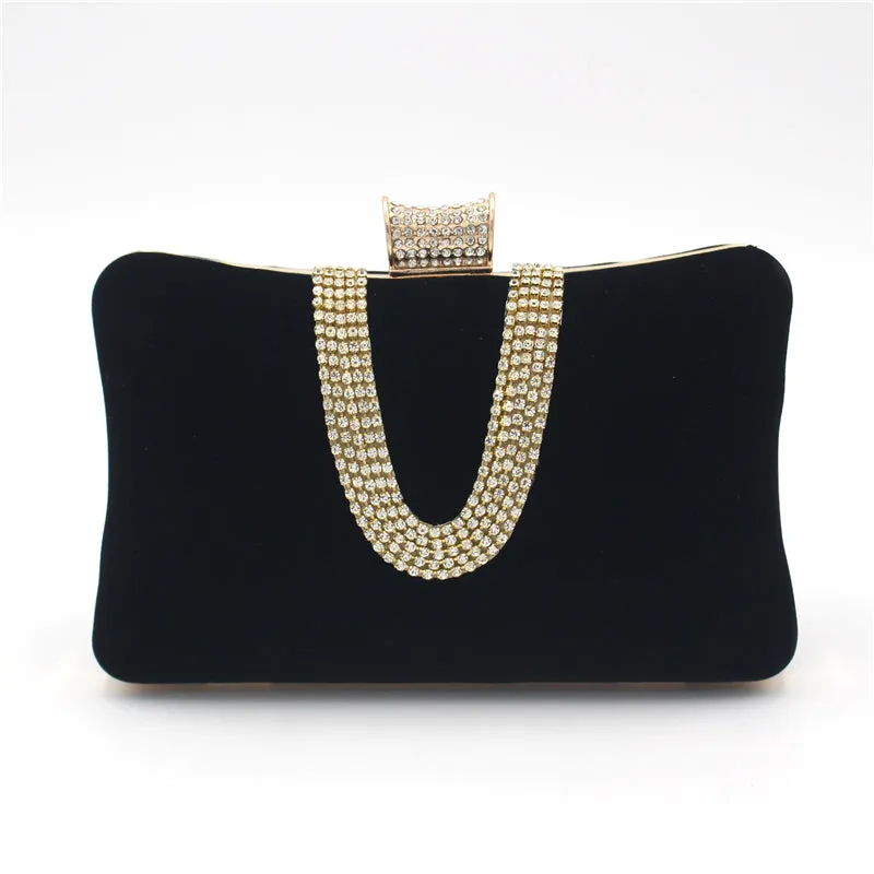 Soft Velvet Rhinestone Cutch
