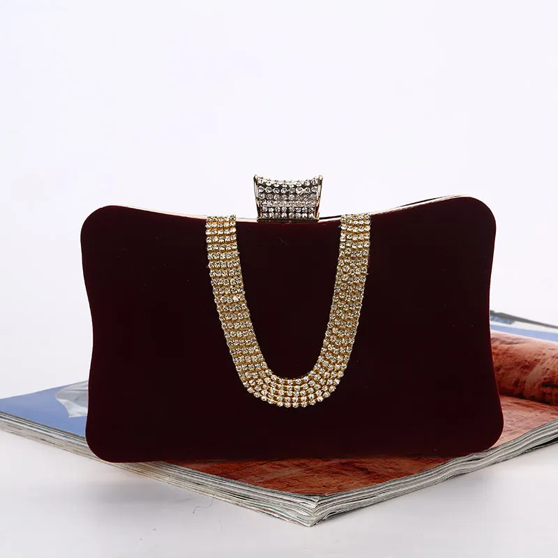 Soft Velvet Rhinestone Cutch