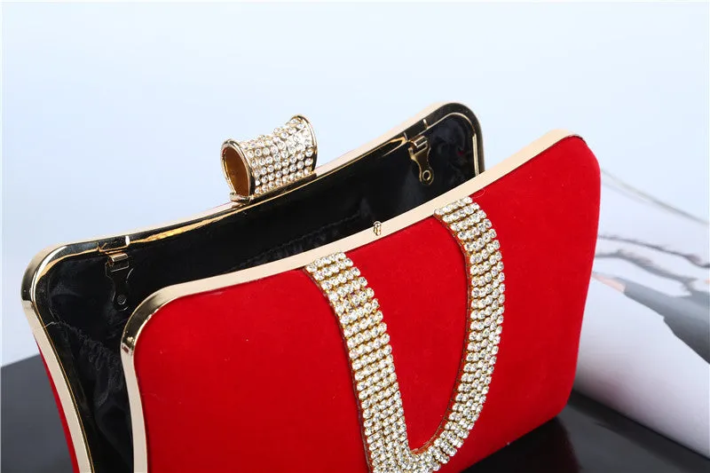 Soft Velvet Rhinestone Cutch