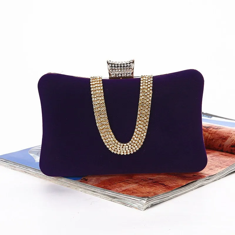 Soft Velvet Rhinestone Cutch