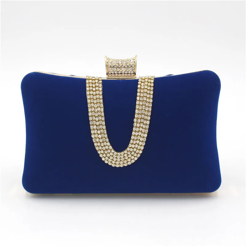 Soft Velvet Rhinestone Cutch