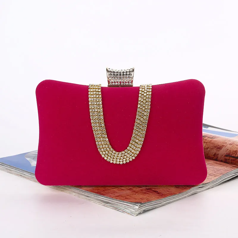 Soft Velvet Rhinestone Cutch