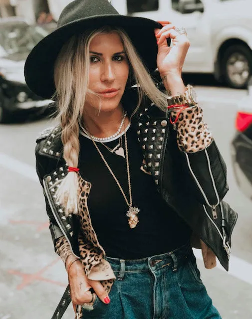 Studded leather Biker Jacket