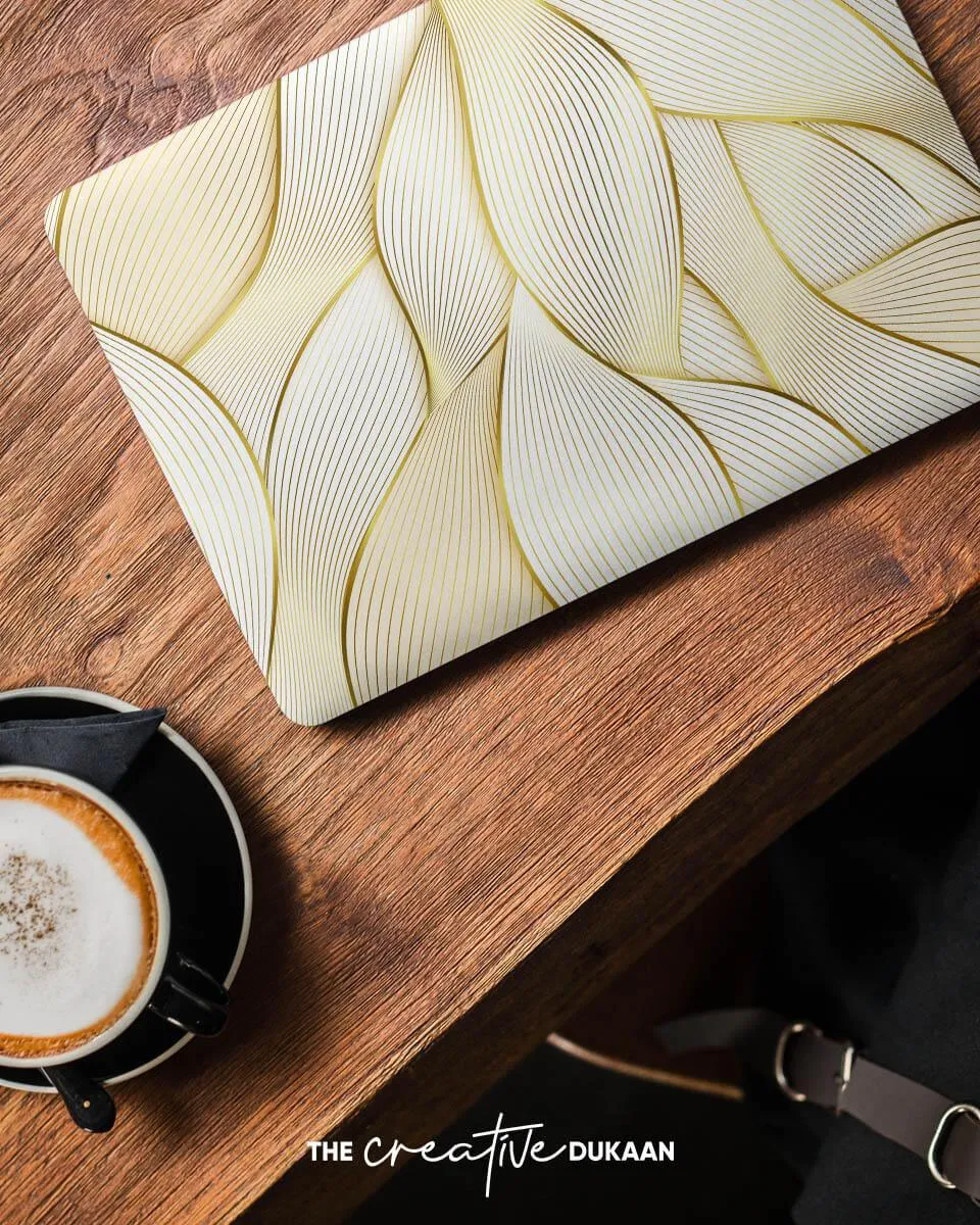 Stylish Laptop Skin With Beautiful Golden Shining Lines