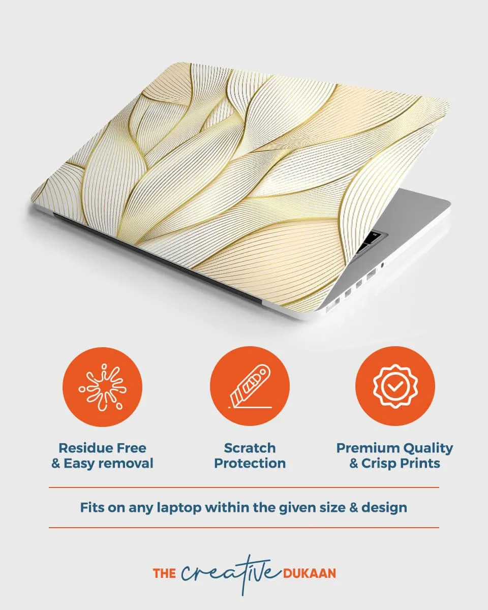 Stylish Laptop Skin With Beautiful Golden Shining Lines