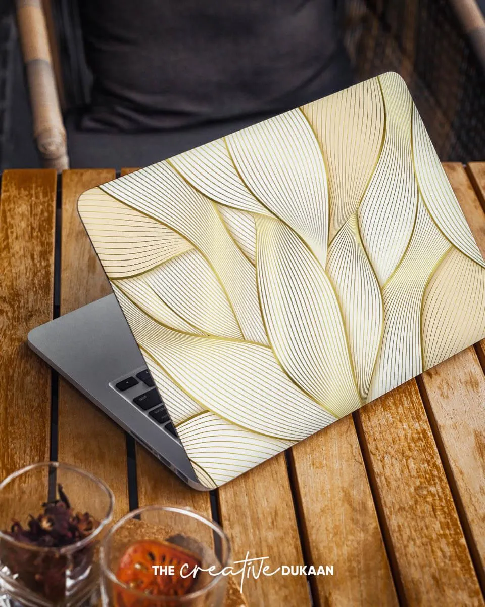 Stylish Laptop Skin With Beautiful Golden Shining Lines
