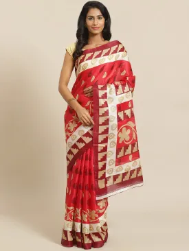 SVB Saree Maroon Printed Saree